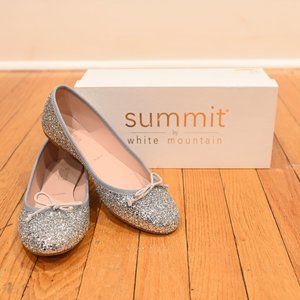 Summit by White Mountain Women's Silver Glitter Ballet Flat